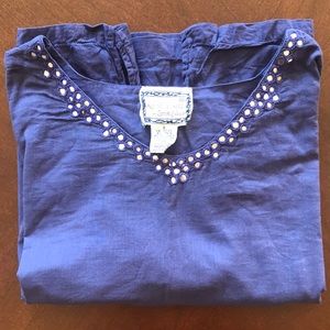 April Cornell cotton top with mirror trim